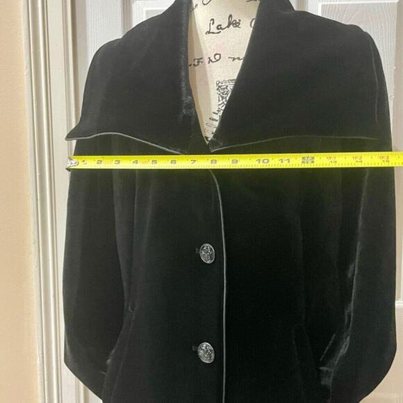 LAUNDRY BY SHELLI SEGAL COAT VELVET BLACK SZ LARGE SOPHISTICATED LUXURY CORE - Picture 8 of 15